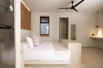 Cama o camas de una habitación en Aymara Punta Zicatela