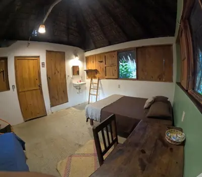 Cama o camas de una habitación en Cabañas La Escondida Mazunte