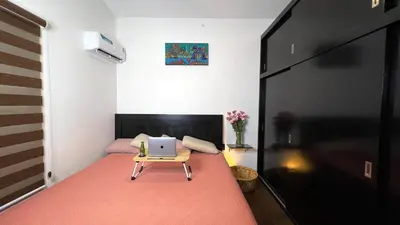 Cama o camas de una habitación en Pent house con terraza o departamento con balcón en el centro de oaxaca