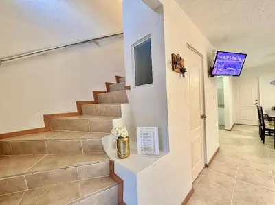 Una televisión o centro de entretenimiento en Acogedora casa en Morelos