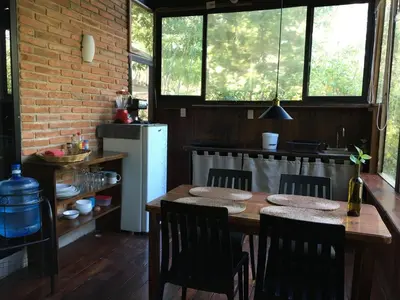 Una cocina o zona de cocina en Double Bed, Queen size, small kitchen, terrace, wi-fi- air condition