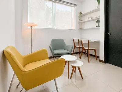 Zona de estar de Acogedor y hermoso cerca del Foro Sol, AICM y Coyoacán