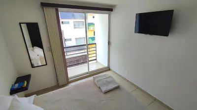 Cama o camas de una habitación en Depa Balcones cerca Estadio GNP, Palacio de los Deportes, Autódromo HR y Aeropuerto CDMX