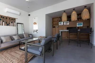 Zona de estar de Casa Sa a 5 min de la playa en coche