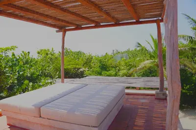 Cama o camas de una habitación en Mazul Puerto Escondido