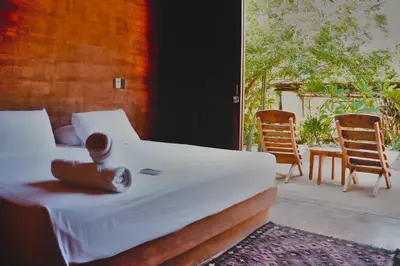 Cama o camas de una habitación en Mazul Puerto Escondido