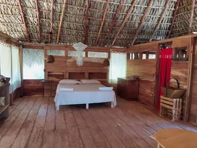 Cama o camas de una habitación en Cabañas Casa de Agua