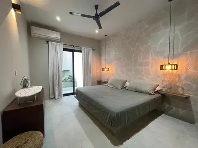Cama o camas de una habitación en Rooms Zicatela
