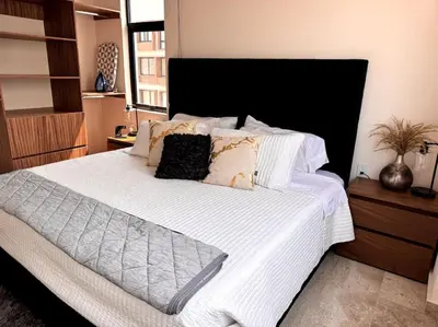 Cama o camas de una habitación en Depa Luxe 2HAB con Alberca y Playa Caminando