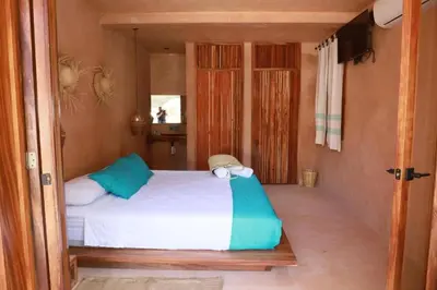 Cama o camas de una habitación en Hotel Rinconcito de Mazunte