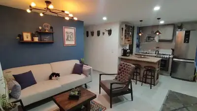 Una cocina o zona de cocina en Depa privado cerca del Foro Sol y Aeropuerto CDMX