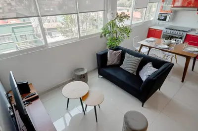 Zona de estar de Amazing apartment close to Foro Sol Colonia Roma Airport and Downtown