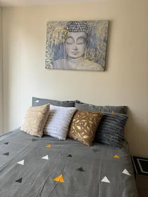 Cama o camas de una habitación en Departamento Estadio GNP antes foro sol, autodromo hermanos Rodríguez, palacio de los deportes, muy cerca de aeropuerto, CDMX