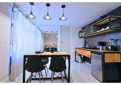 Una cocina o zona de cocina en Tulipán Azul Depa Renovado 2 Recámaras