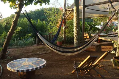 Jardín al aire libre en Balamjuyuc Cabañas y Ecohostel