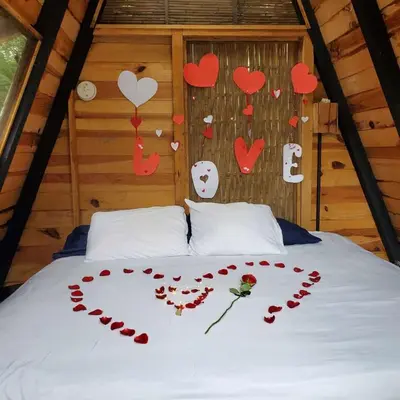 Cama o camas de una habitación en New Natural Paradise Amazing Pet Friendly Cabin