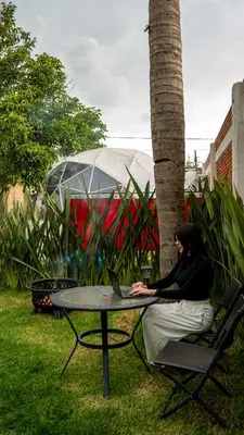 Jardín al aire libre en Glamping Cholula