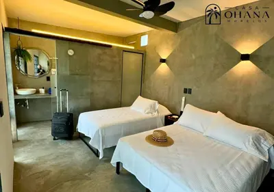 Cama o camas de una habitación en Casa Ohana Morelos
