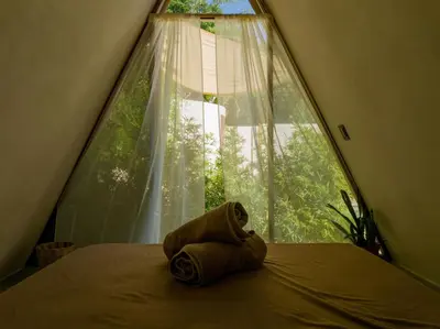Cama o camas de una habitación en Villa Privada Merkaba Pxm
