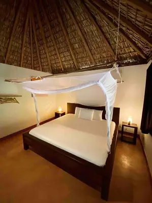 Cama o camas de una habitación en Cabaña 2 El Cactus Playa Mermejita