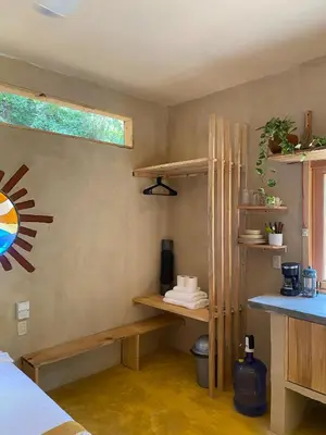 Cama o camas de una habitación en Habitación Privada Sol - Aldea Corazón - StarLink
