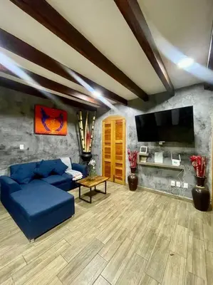 Una televisión o centro de entretenimiento en Departamento Blausee