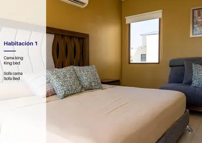 Cama o camas de una habitación en Modern House 3 Bedrooms & Pool Acapulco