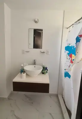 Un baño de Departamento Moderno y Cómodo