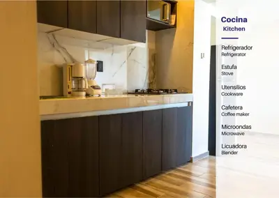 Una cocina o zona de cocina en Cozy Apartment 2 Bedrooms Amenities