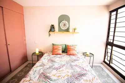 Cama o camas de una habitación en Villa Azul Pool House - Centro Oaxaca