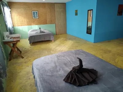 Cama o camas de una habitación en Cabaña en Malinalco