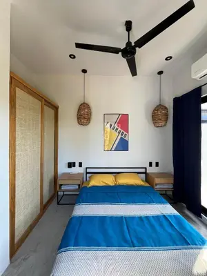 Cama o camas de una habitación en Casa Polen Puerto Escondido