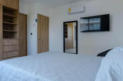 Cama o camas de una habitación en Apartment with pool 3 beds in Acapulco