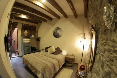 Cama o camas de una habitación en Vecchia Luna: El refugio más acogedor de Valqui