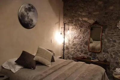 Cama o camas de una habitación en Vecchia Luna: El refugio más acogedor de Valqui