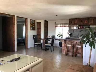 Una cocina o zona de cocina en Departamento con Terraza