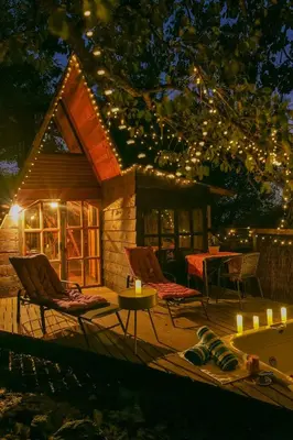 Plano de Cabaña de madera privada y romántica