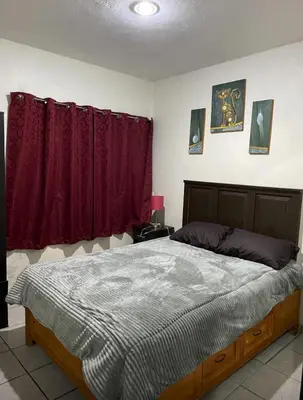 Cama o camas de una habitación en Departamento con terraza lobo
