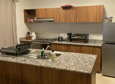 Una cocina o zona de cocina en Departamento para 6 vista al mar con alberca y embarcadero