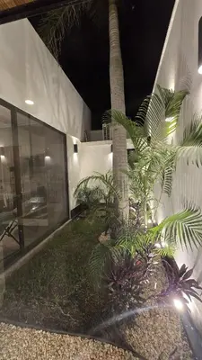 Jardín al aire libre en Encantadora casa con alberca privada