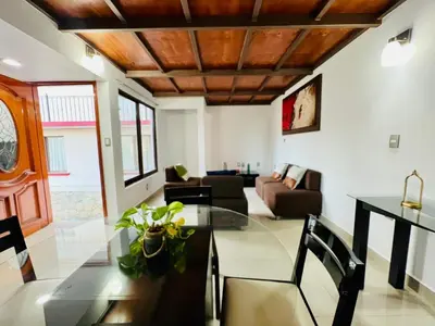 Zona de estar de Departamento con terraza en el Centro