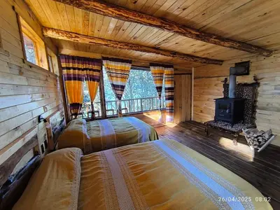 Cama o camas de una habitación en Cabañas en el Bosque de San José del Pacífico 5