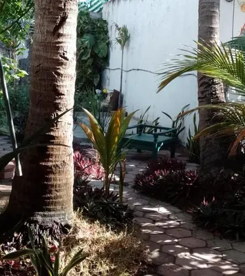 Jardín al aire libre en Acogedora casita en la playa