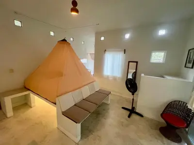 Zona de estar de Casa Pauline Beach house habitaciones con acceso directo a playa y alberca