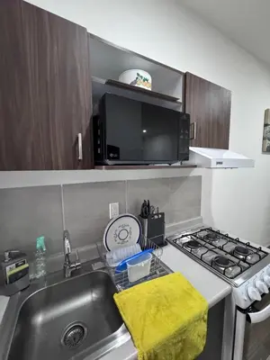 Una cocina o zona de cocina en Bonito Departamento cerca de Foro de GNP