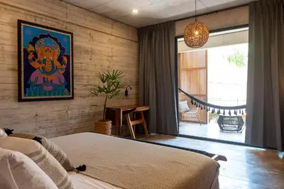 Cama o camas de una habitación en Jiloo Beautiful Retreat in Punta Zicatela 8