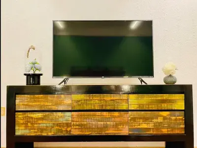 Una televisión o centro de entretenimiento en Bugambilia Azul Centro Oaxaca