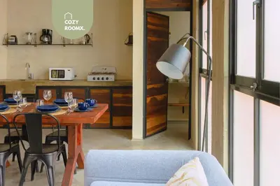 Una cocina o zona de cocina en Estancia intima con terraza en Oaxaca Pet Friendly