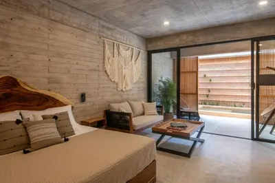 Cama o camas de una habitación en Jiloo Beautiful Oasis in Punta Zicatela 5