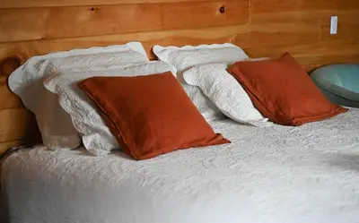 Cama o camas de una habitación en San José del Pacífico- Cabañas Camino al Cielo 2